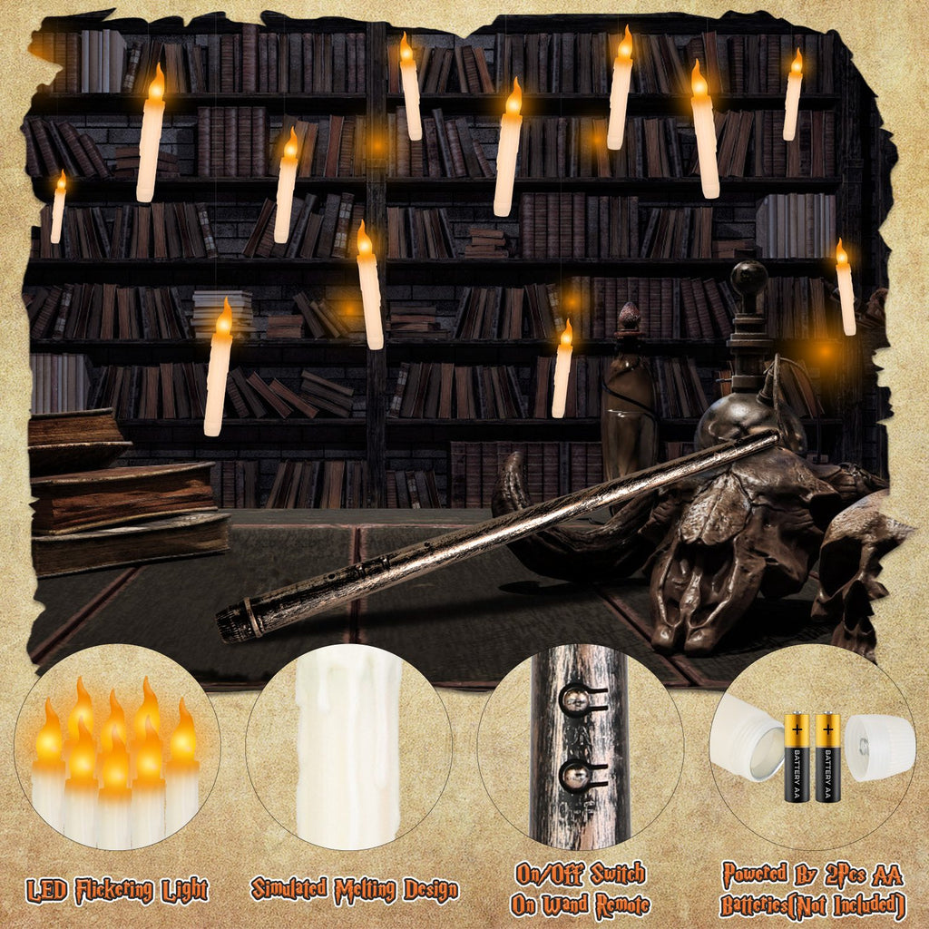 Sticky hook and clear wire used to hang each candle